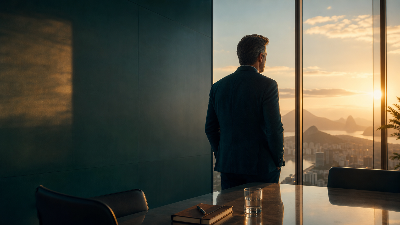 Líder a refletir sobre decisões, presença e impacto