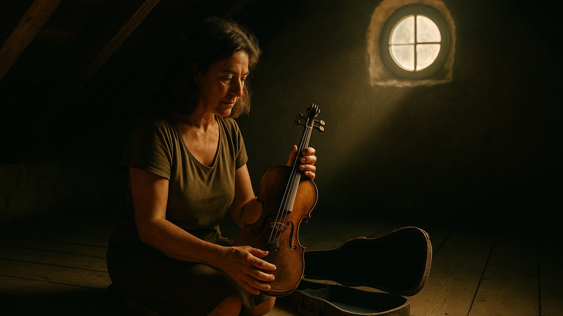 Ilustração da história «O violino no sótão», da série Histórias que Abrem Portas do Instituto Nuno Cortez.