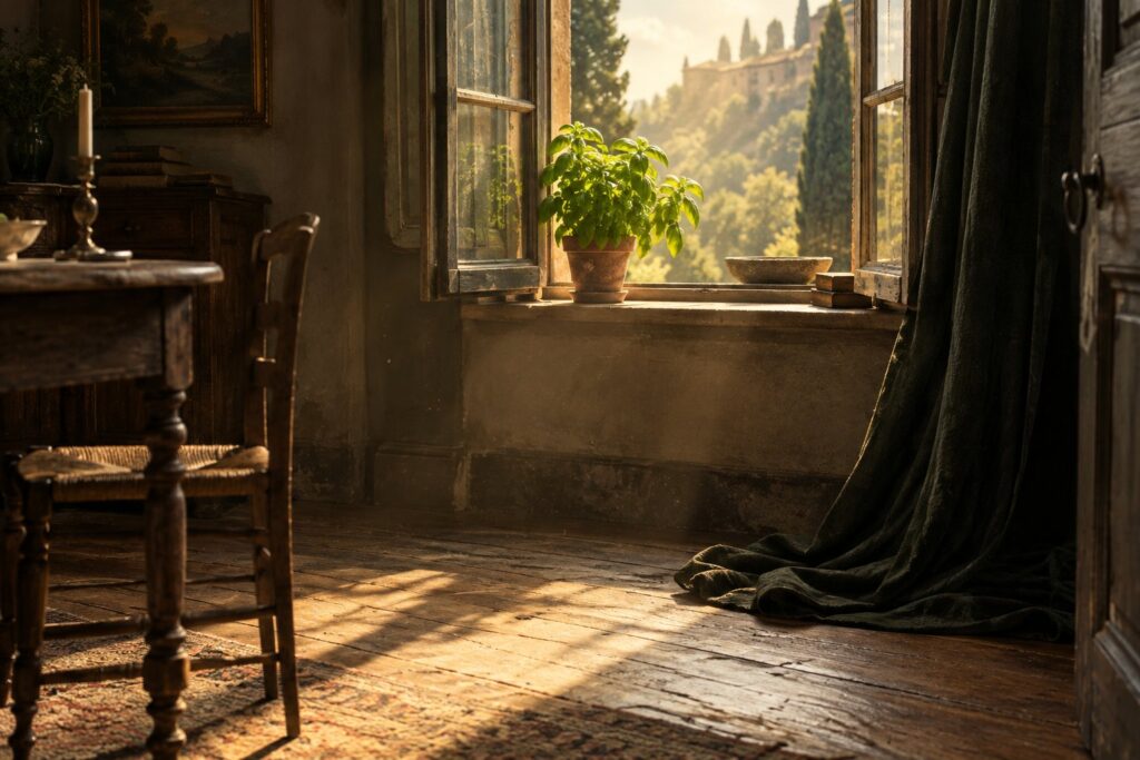 Cena da história «A casa das janelas tapadas»: Sobre o que acontece quando deixamos o medo ocupar a casa.